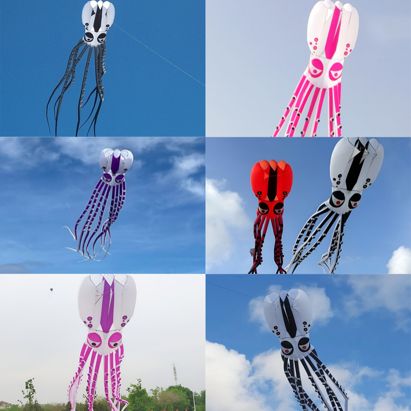 Free Shipping 12m~18m Giant Octopus Kite 3D Huge Single Line Soft Inflatable Kite Festival Show Kite 30D Ripstop Nylon Fabric with Bag