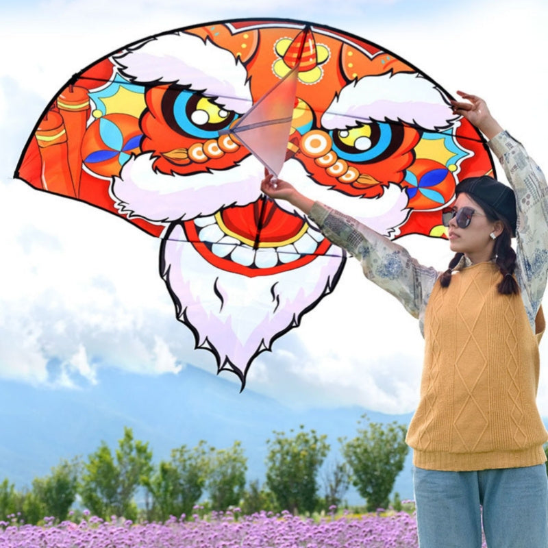 Free shipping 2023 new Weifang fan-shaped lion dance size kite children breeze easy to fly handheld line roulette adult special