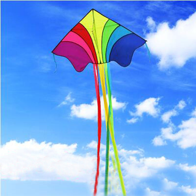free shipping rainbow high kites flying for children kites string line outdoor fun toys factory ikite kids kites grey reel squid
