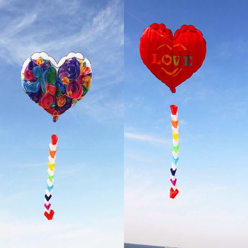 free shipping inflatable kites heart kites fly nylon fabric kite weifang kite string steering kite outdoor toys for adults kites