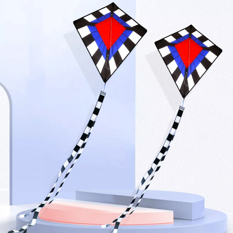 Free shipping 2023 new Weifang diamond-shaped kite children cartoon colorful gingham kite adult large personalized long-tailed kite line