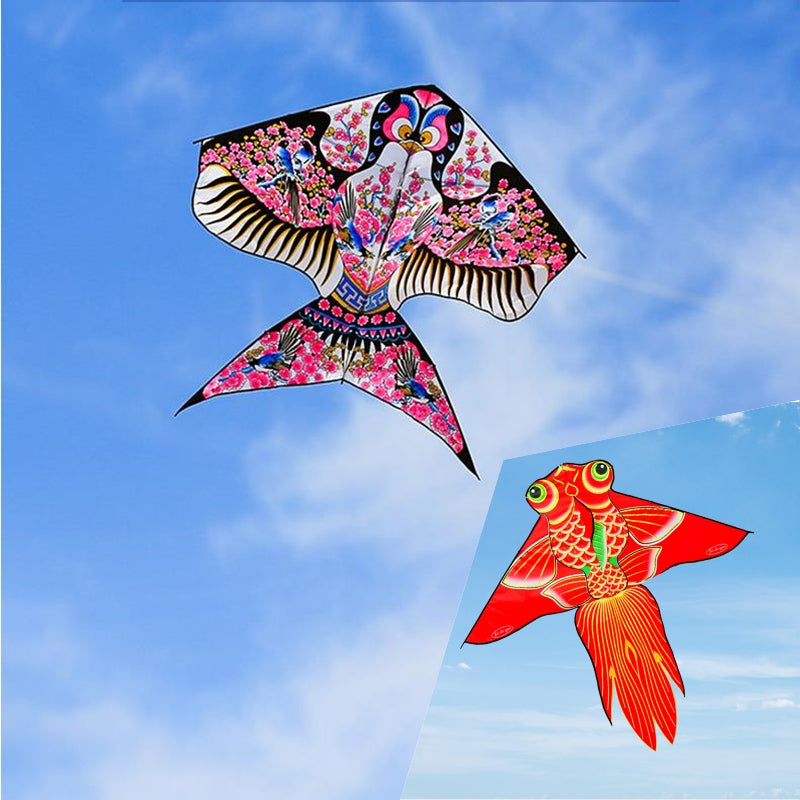 free shipping goldfish kite flying traditional swallow kite string line for children kites fish kites kids toys outdoor game koi