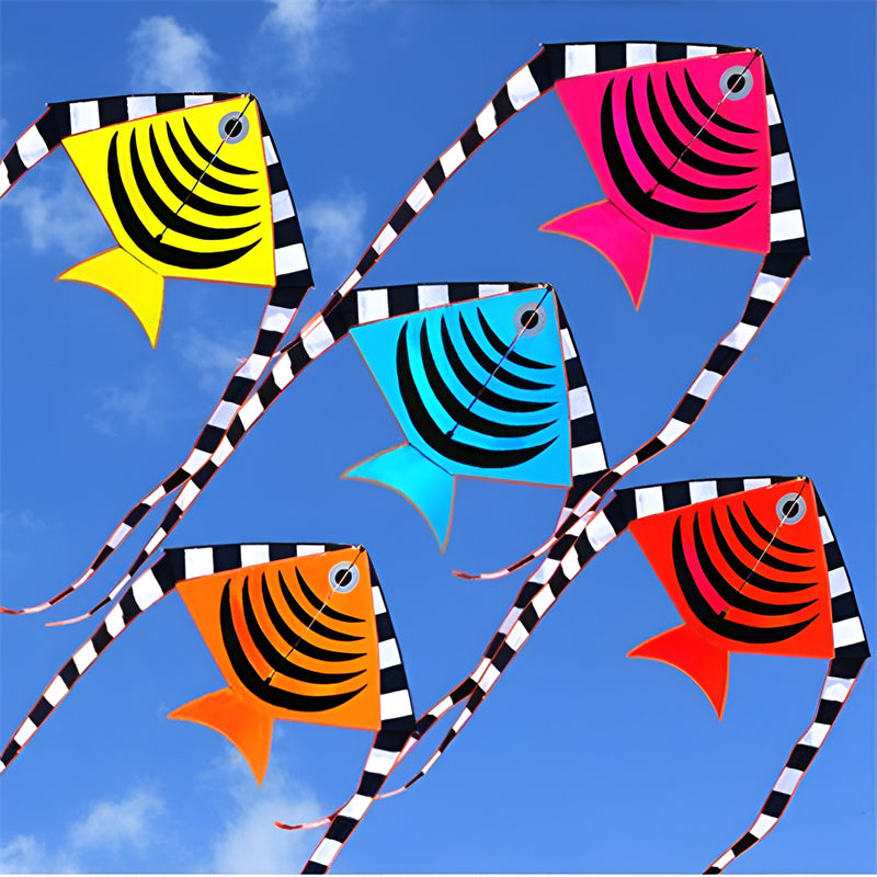free shipping 10pcs fish kite factory wholesale outdoor flying toy kites for adults kids kite line nylon kite reel new toys