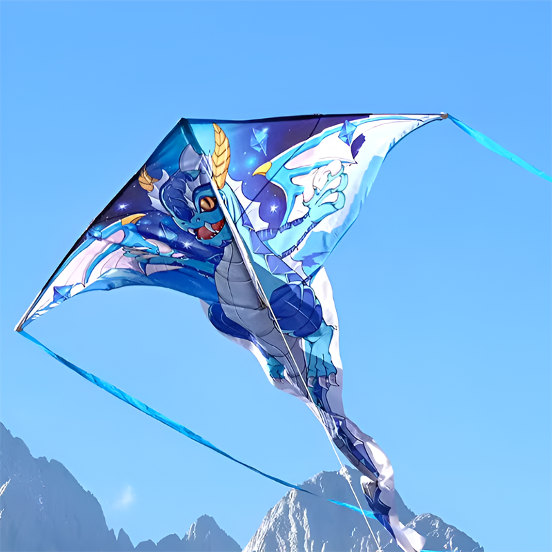 2023 new Weifang net red ice dragon size kite children breeze easy to fly handheld line roulette adult special