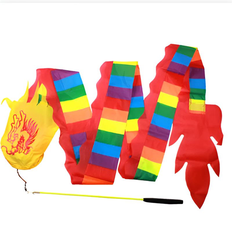 Fitness Colorful Streamer Dragon Children Adult Dragon Dance Performance Ribbon Outdoor Sports Fun Toys Games Group Activities