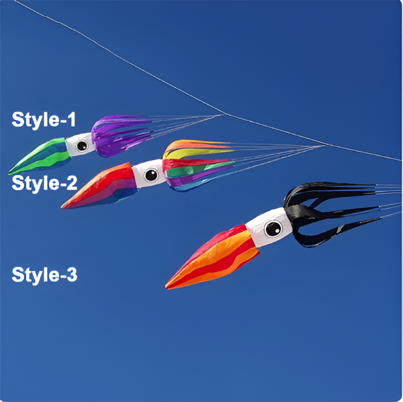 Free Shipping 3m Squid Kite Line Laundry Pendant Soft Inflatable Show Kite for Kite Festival Best 30D Ripstop Nylon Fabric with Bag