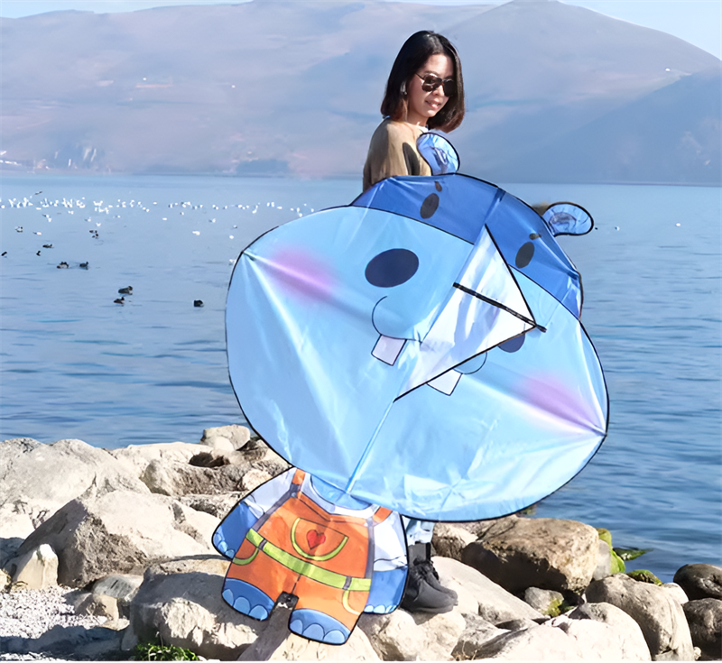 2023 new Weifang dorky hippo size kite children breeze easy to fly handheld line roulette adult special