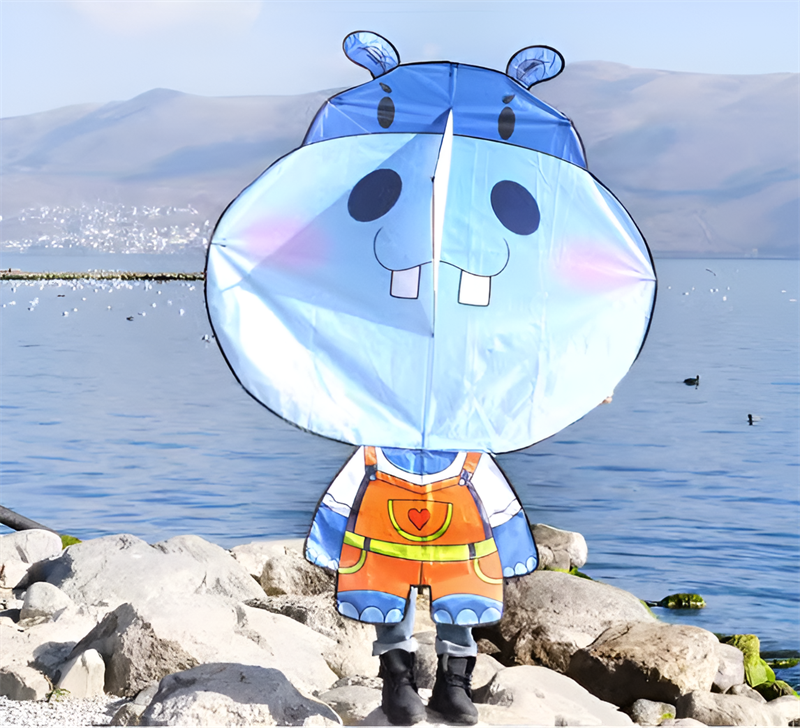 2023 new Weifang dorky hippo size kite children breeze easy to fly handheld line roulette adult special