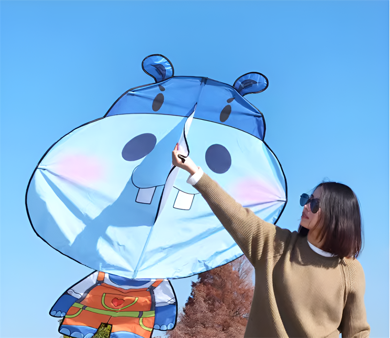 2023 new Weifang dorky hippo size kite children breeze easy to fly handheld line roulette adult special
