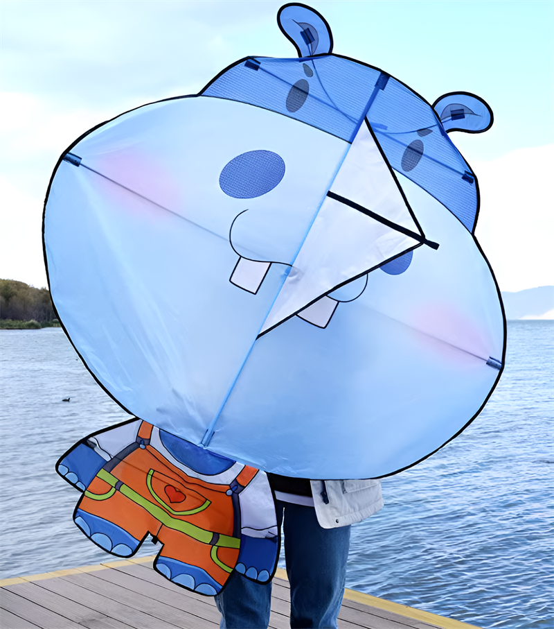 2023 new Weifang dorky hippo size kite children breeze easy to fly handheld line roulette adult special