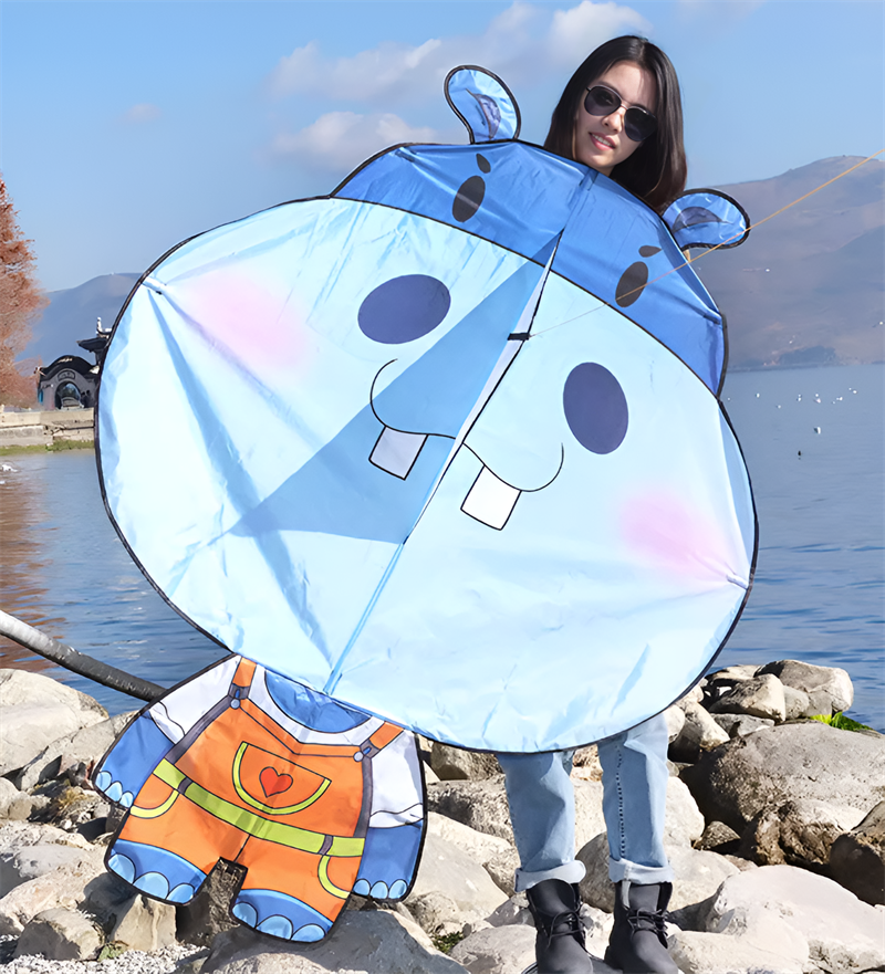 2023 new Weifang dorky hippo size kite children breeze easy to fly handheld line roulette adult special