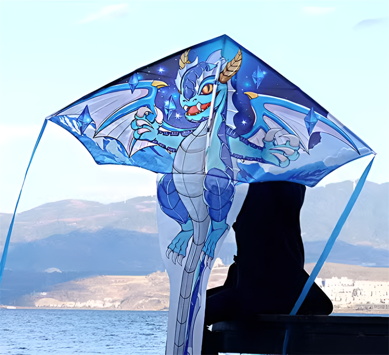 2023 new Weifang net red ice dragon size kite children breeze easy to fly handheld line roulette adult special