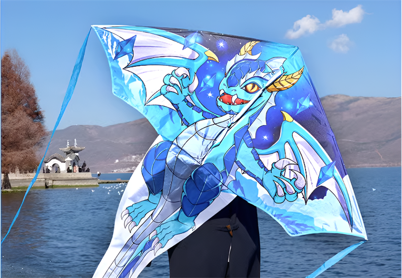 2023 new Weifang net red ice dragon size kite children breeze easy to fly handheld line roulette adult special