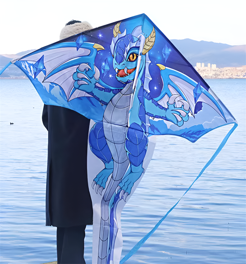 2023 new Weifang net red ice dragon size kite children breeze easy to fly handheld line roulette adult special