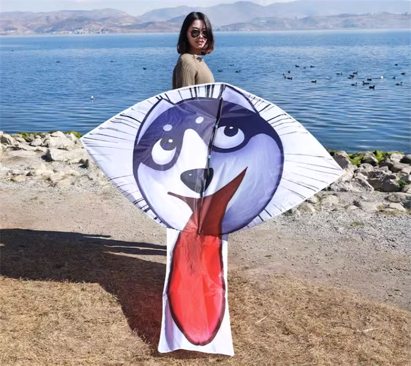 Free shipping 2023 new Weifang net red dog large and small kites for children breeze easy to fly handheld line roulette wheel for adults