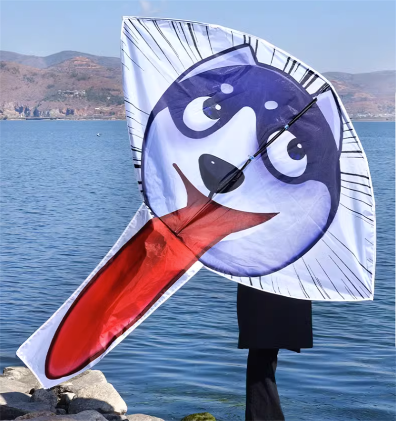 Free shipping 2023 new Weifang net red dog large and small kites for children breeze easy to fly handheld line roulette wheel for adults