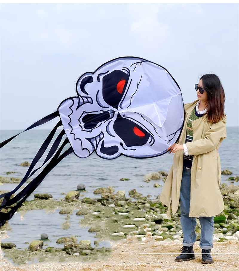 Free shipping 2023 new Weifang net red skull size kite children breeze easy to fly handheld line roulette adult special