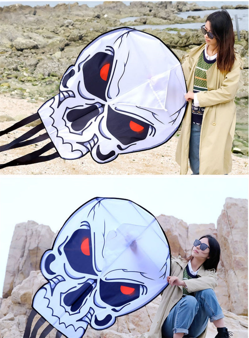 Free shipping 2023 new Weifang net red skull size kite children breeze easy to fly handheld line roulette adult special