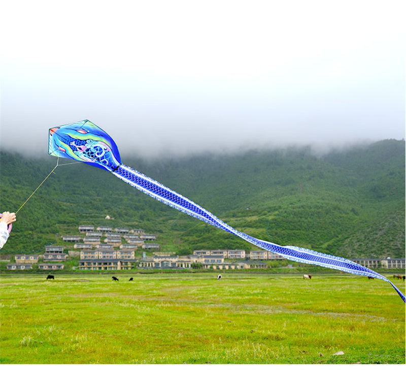 Free shipping Weifang kite 2023 new Weifang celadon snake size kite children breeze easy to fly handheld line roulette adult special