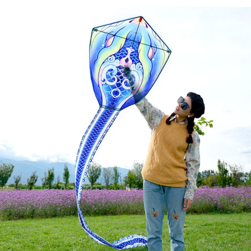 Free shipping Weifang kite 2023 new Weifang celadon snake size kite children breeze easy to fly handheld line roulette adult special