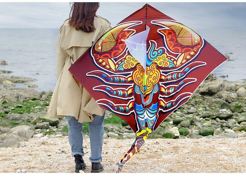 Free shipping 2023 new Weifang net red scorpion size kite children breeze easy to fly handheld line roulette adult special