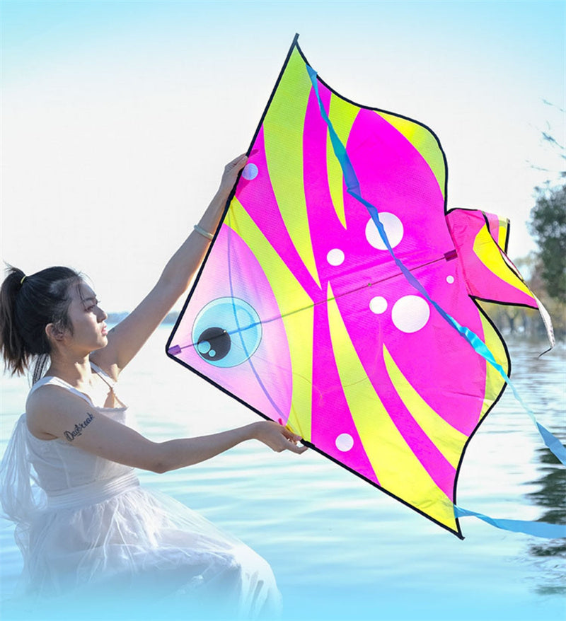 Free shipping 2023 new Weifang net red fish swallow size kite children breeze easy to fly handheld line roulette adult special