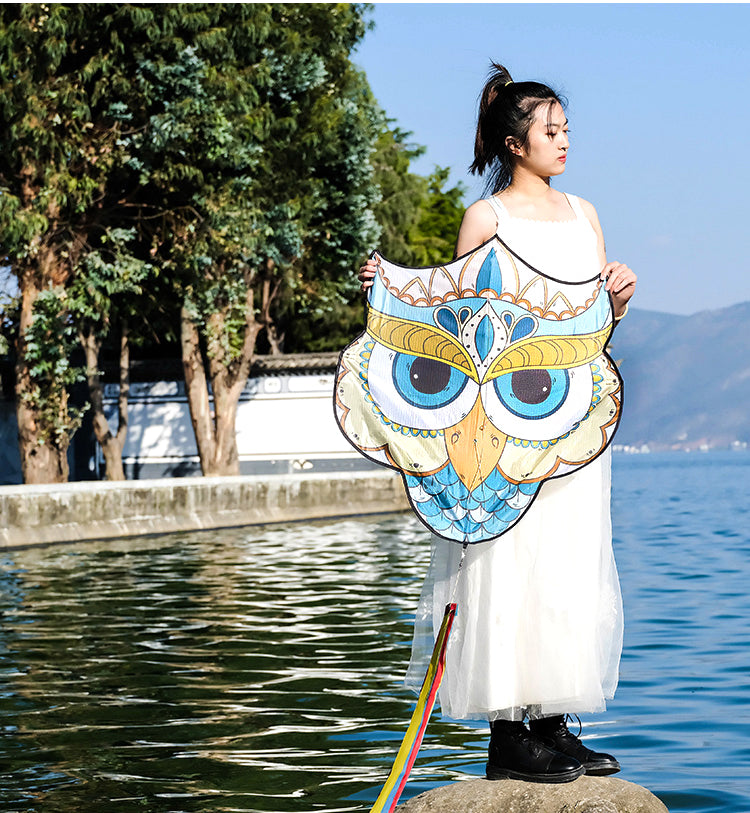 Free shipping 2023 New Weifang Owl large and small kites for children breeze easy to fly handheld line roulette for adults