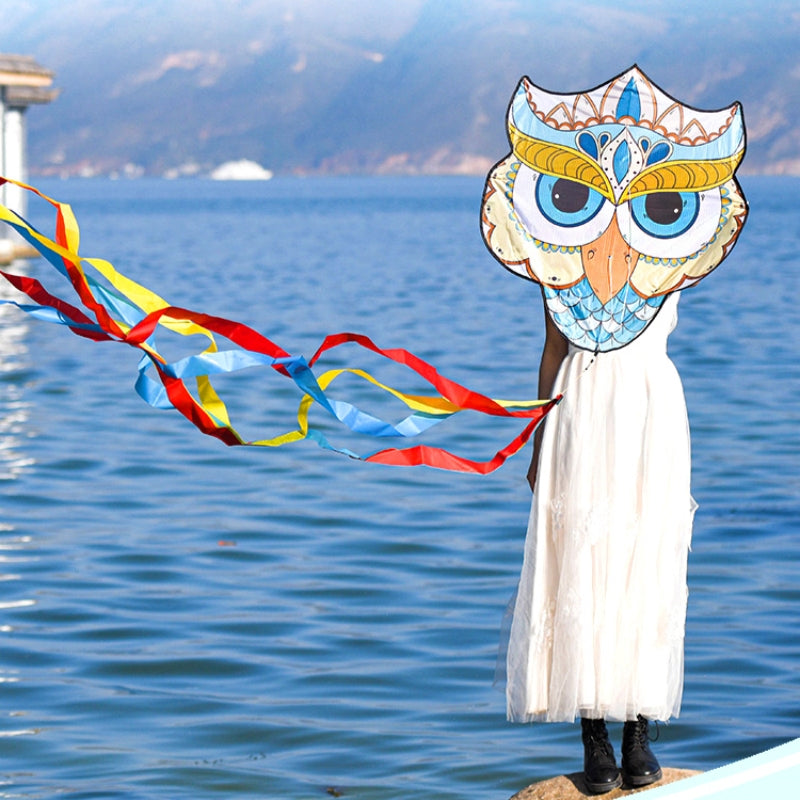 Free shipping 2023 New Weifang Owl large and small kites for children breeze easy to fly handheld line roulette for adults