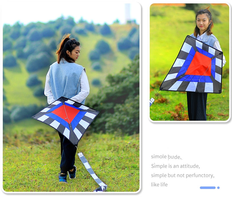 Free shipping 2023 new Weifang diamond-shaped kite children cartoon colorful gingham kite adult large personalized long-tailed kite line