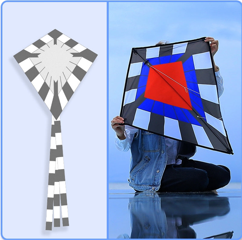 Free shipping 2023 new Weifang diamond-shaped kite children cartoon colorful gingham kite adult large personalized long-tailed kite line