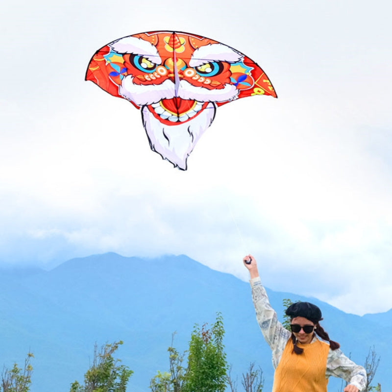Free shipping 2023 new Weifang fan-shaped lion dance size kite children breeze easy to fly handheld line roulette adult special