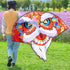 Free shipping 2023 new Weifang fan-shaped lion dance size kite children breeze easy to fly handheld line roulette adult special