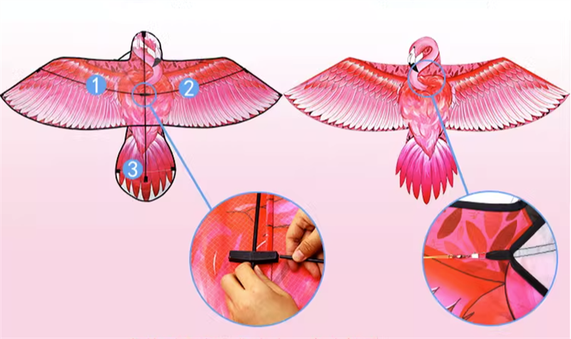 Free shipping 2023 new Weifang flamingo large and small kites for children breeze easy to fly handheld line roulette adults only