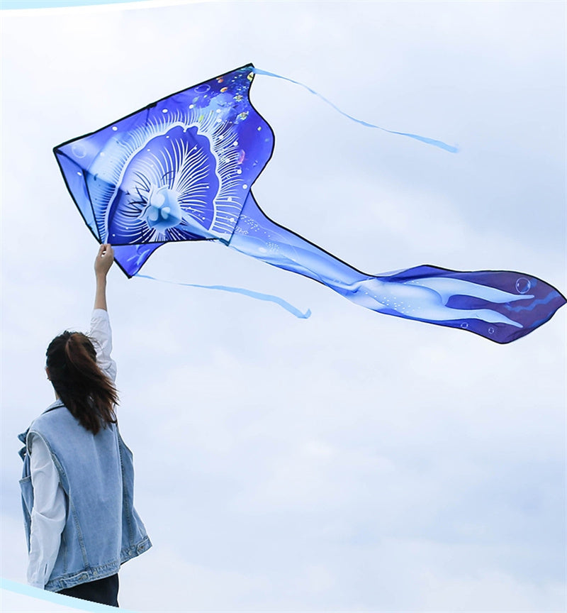 Free shipping 2023 new Weifang advanced jellyfish size kite children breeze easy to fly handheld line roulette adult special