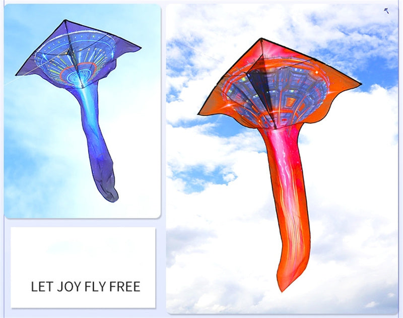 Free shipping 2023 new Weifang flying saucer boat large and small kites for children breeze easy to fly handheld line roulette adult special