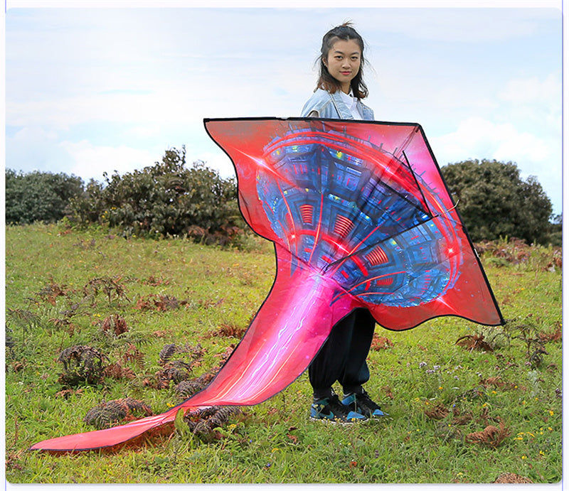 Free shipping 2023 new Weifang flying saucer boat large and small kites for children breeze easy to fly handheld line roulette adult special