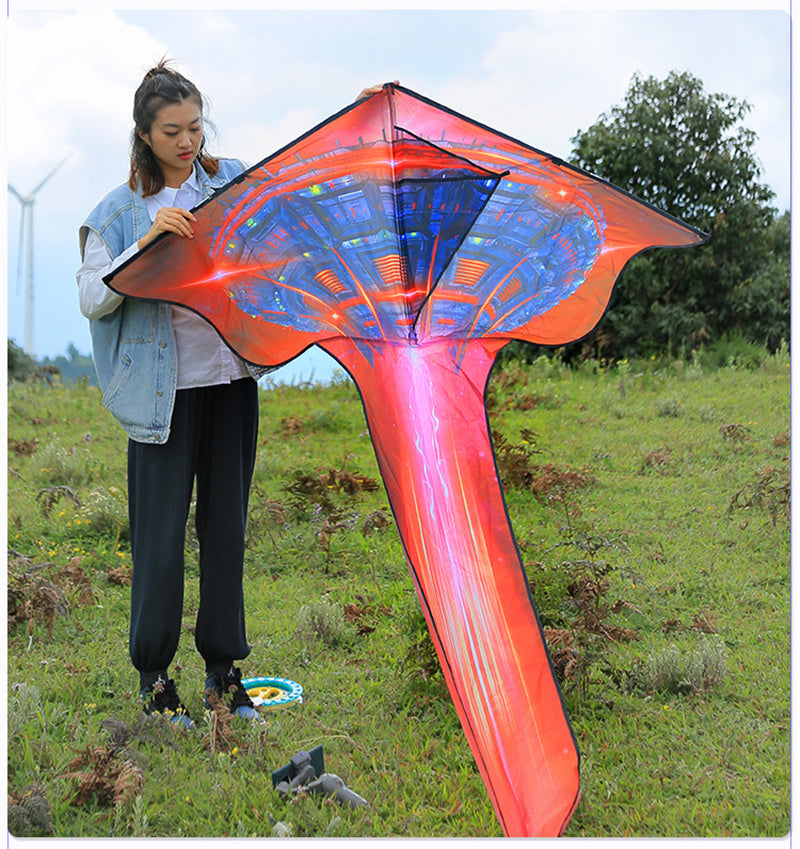 Free shipping 2023 new Weifang flying saucer boat large and small kites for children breeze easy to fly handheld line roulette adult special