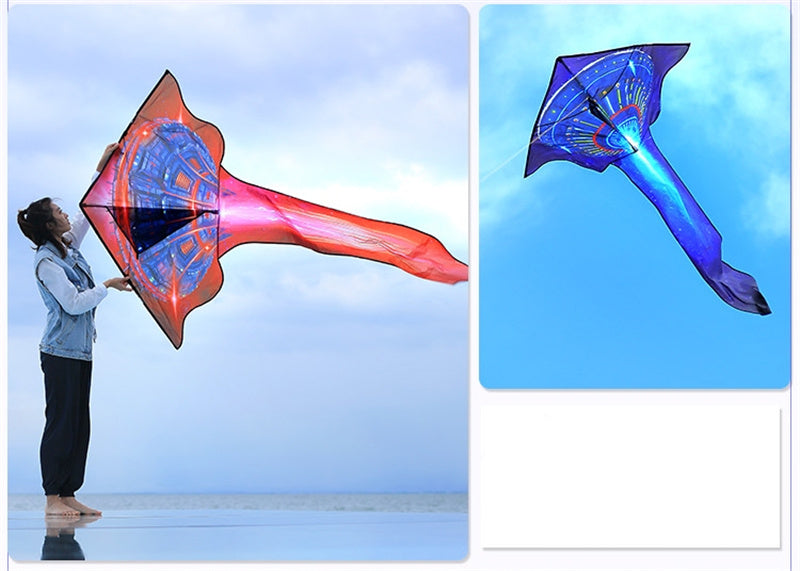Free shipping 2023 new Weifang flying saucer boat large and small kites for children breeze easy to fly handheld line roulette adult special