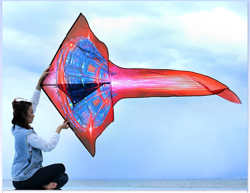 Free shipping 2023 new Weifang flying saucer boat large and small kites for children breeze easy to fly handheld line roulette adult special