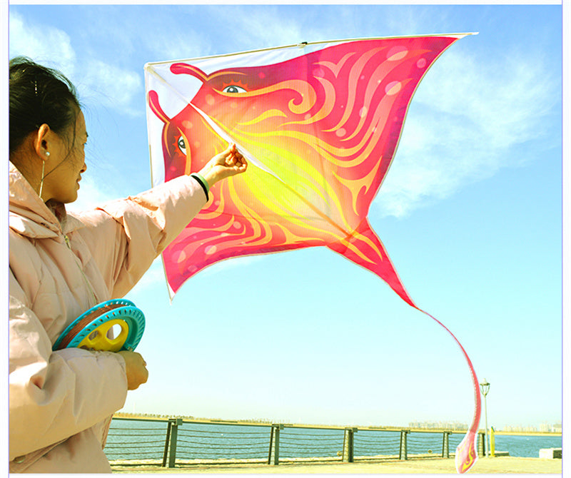 Free shipping 2023 new Weifang Devilfish large and small kites for children breeze easy to fly handheld line roulette for adults