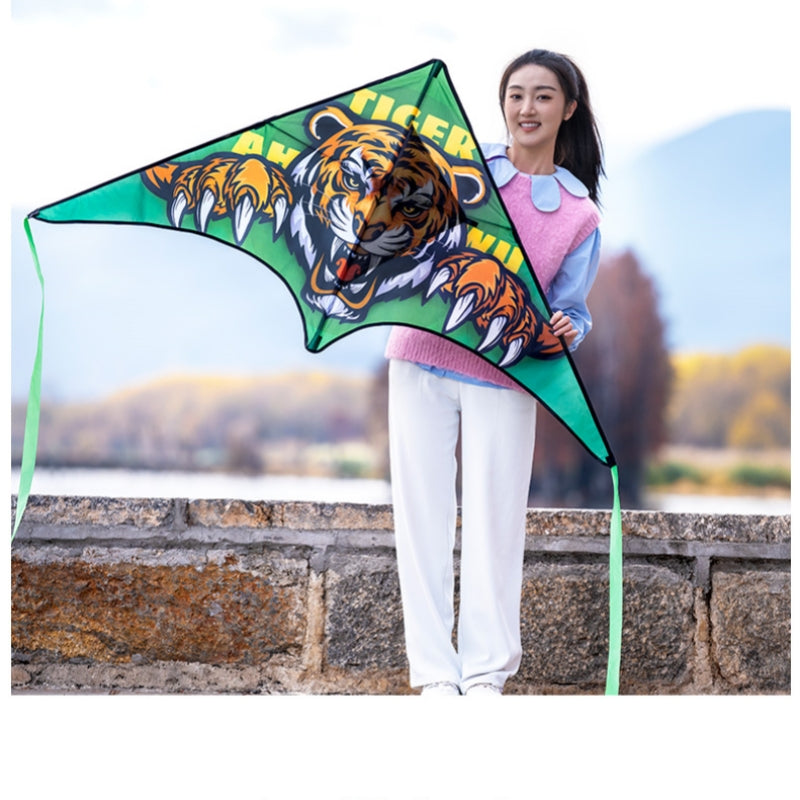 Free shipping 2023 new Weifang net red tiger size kite children breeze easy to fly handheld line roulette adult special