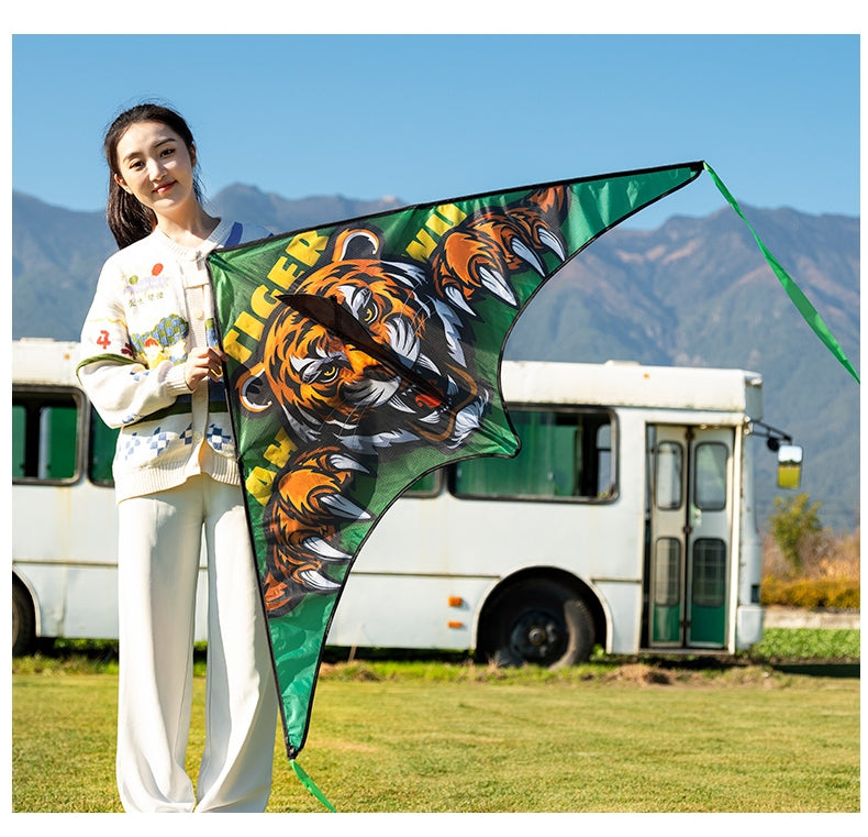 Free shipping 2023 new Weifang net red tiger size kite children breeze easy to fly handheld line roulette adult special
