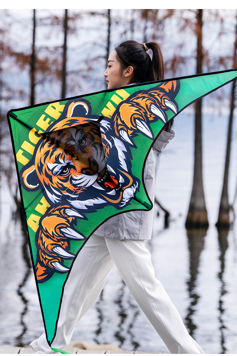 Free shipping 2023 new Weifang net red tiger size kite children breeze easy to fly handheld line roulette adult special