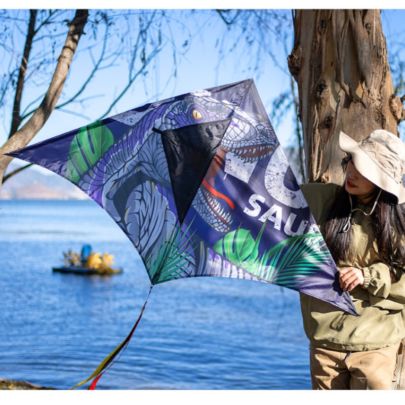 Free shipping 2023 new Weifang net red Tyrannosaurus Rex velociraptor size kite children breeze easy to fly handheld roulette adult special