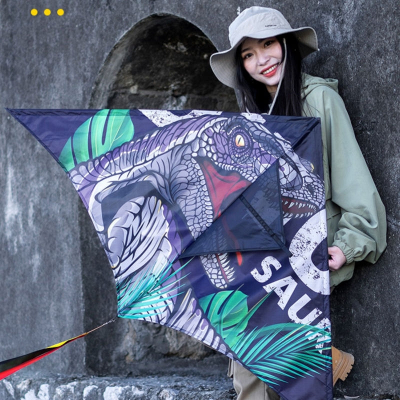 Free shipping 2023 new Weifang net red Tyrannosaurus Rex velociraptor size kite children breeze easy to fly handheld roulette adult special