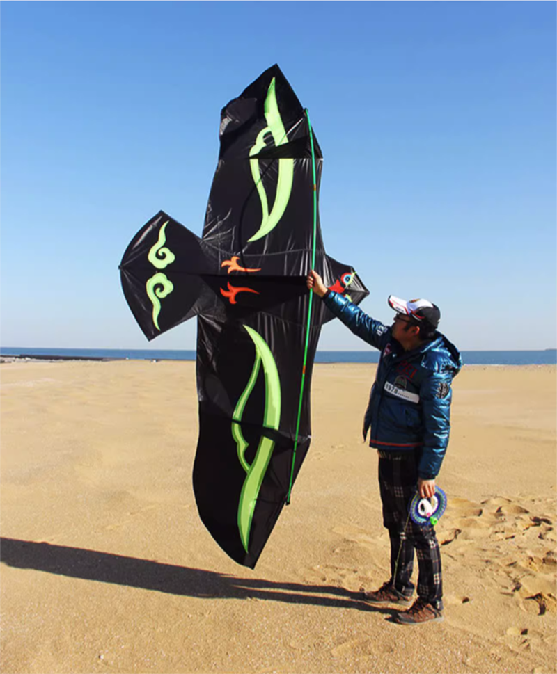 Free shipping 2023 New Weifang 3.6 meters umbrella cloth large black eagle eagle spread wings front spreader bar large steel eagle large kites