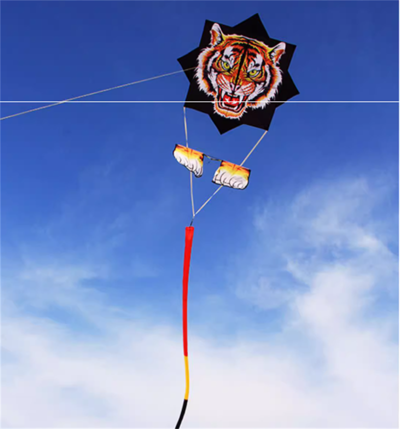 Free shipping 2023 new bull air rushing sky bull head tiger head gossip large adult long tail kite line wheel anti-gale good flying