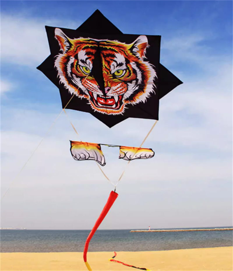 Free shipping 2023 new bull air rushing sky bull head tiger head gossip large adult long tail kite line wheel anti-gale good flying