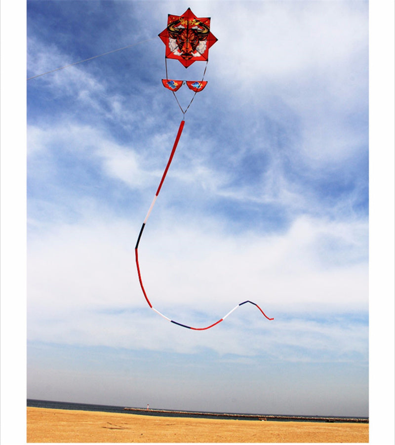 Free shipping 2023 new bull air rushing sky bull head tiger head gossip large adult long tail kite line wheel anti-gale good flying