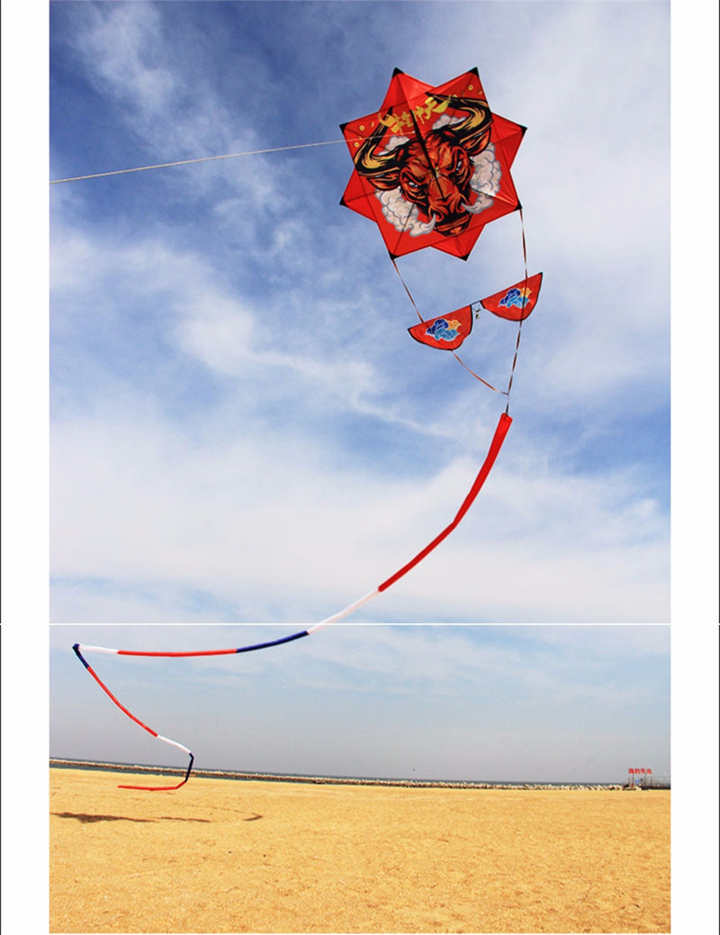 Free shipping 2023 new bull air rushing sky bull head tiger head gossip large adult long tail kite line wheel anti-gale good flying